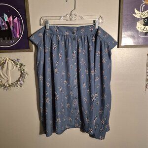 Blue Floral Print Skirt